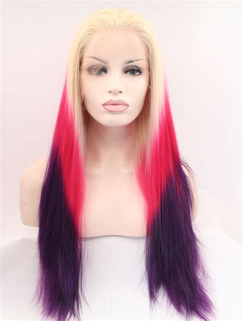 Lace Front Colorful Wigs 27 Straight Ombre2 Tone Without Bangs