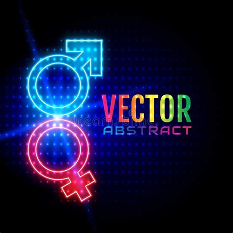 Neon Abstract Background Sings Of Venus And Mars Sex Symbols Gender Icons Male And Female Sex