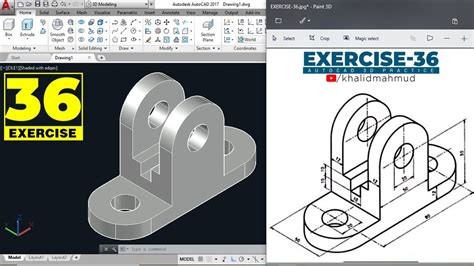 Autocad 3d Exercise 36 Practice Drawings For Beginners Autocad Otosection