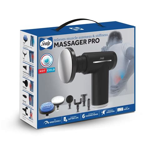 Sealy Rubberized Hot And Cold Percussive Massage Gun With 6 Massage Heads Ma 102