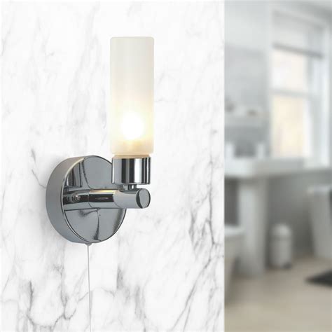 Make the most of your storage space and create an. Pair of Modern Chrome IP44 Bathroom Wall Light With Pull ...