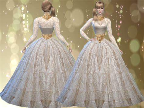 The Sims Resource Lace Off White Ball Gown Mesh Needed