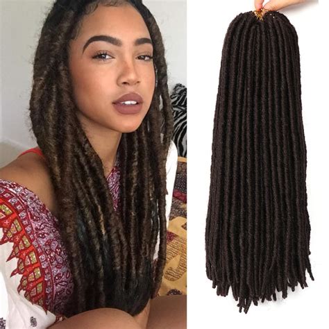 7 Packs Dreadlocs Faux Locs Hair Extensions Straight Goddess Locs 18 Inch Synthetic