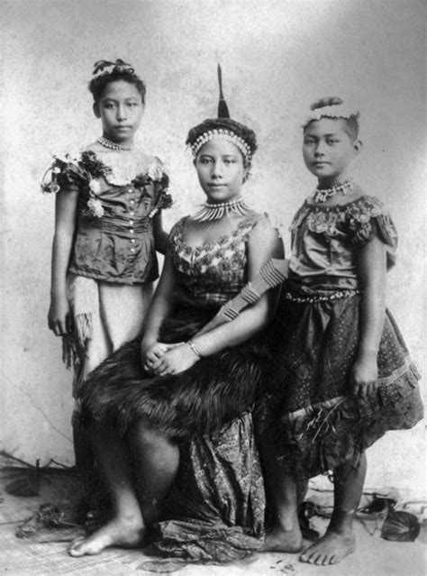 Studio Photograph Of Three Samoan Girls Taken By Thomas Andrew In The