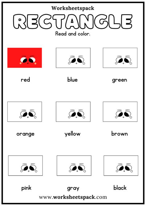 Free Rectangle Shape Activity Sheets Color Rectangles By Word