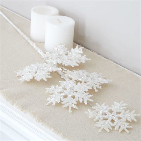 White Glittered Snowflake Spray Christmas Holiday Florals Floral