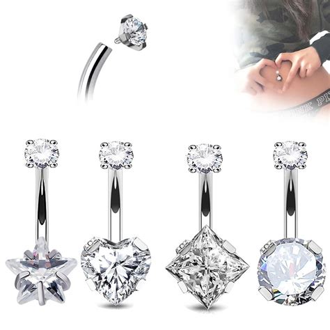 G23 Titanium Pierc Internal Thread Navel Piercing Dangle Body Sexy Belly Button Rings Zircon