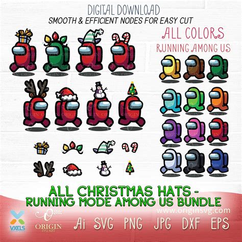 All Christmas Among Us With Hats Character Colors Running Version Svg