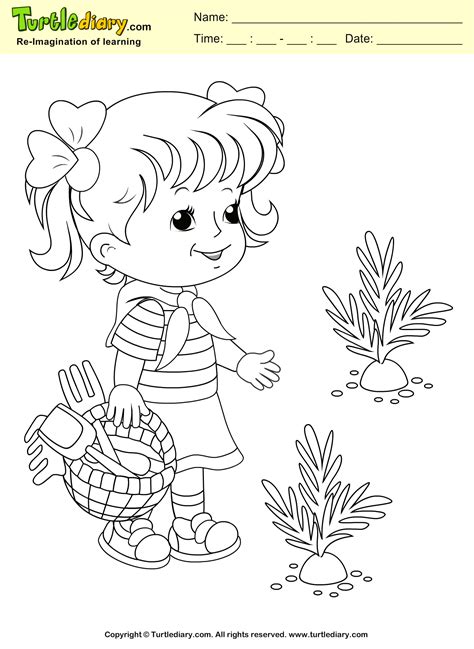Our free coloring pages for adults and kids, range from star wars to mickey mouse. Spring Girl Coloring Sheet | Turtle Diary