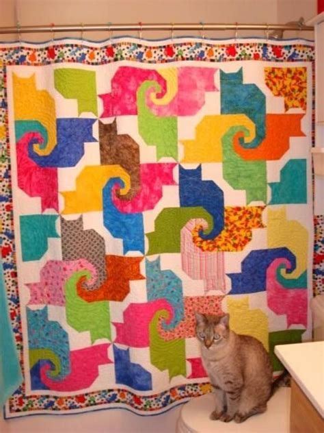More cat quilt blocks you'll love to make. Image result for twisted tails quilt Cat | Cat quilt ...
