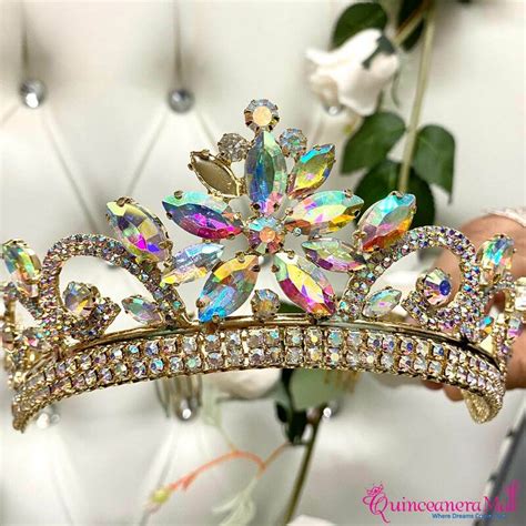 gold iridescent crystal tiara t189gd crystal tiaras iridescent crystal tiara