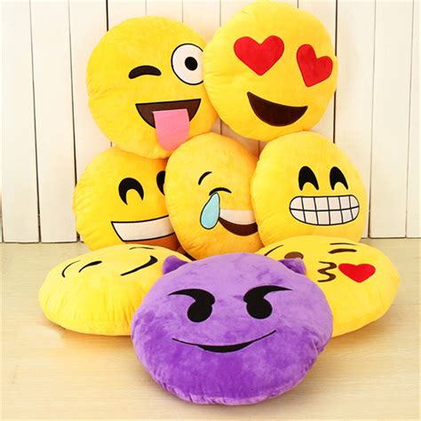 32cm Emoji Smiley Emoticon Yellow Round Cushion Pillow Stuffed Plush