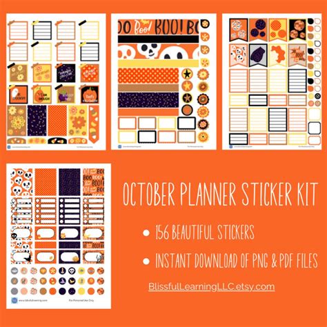 October Stickers For Planners Journals And Scrapbooks Halloween