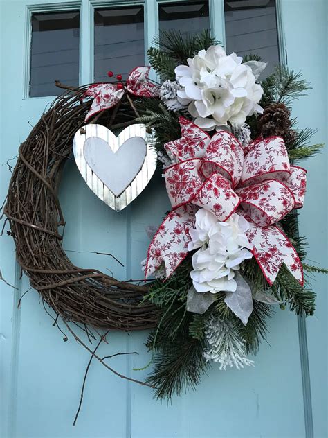 Heart Valentine Wreath Wreaths For Front Door Everyday Grapevine