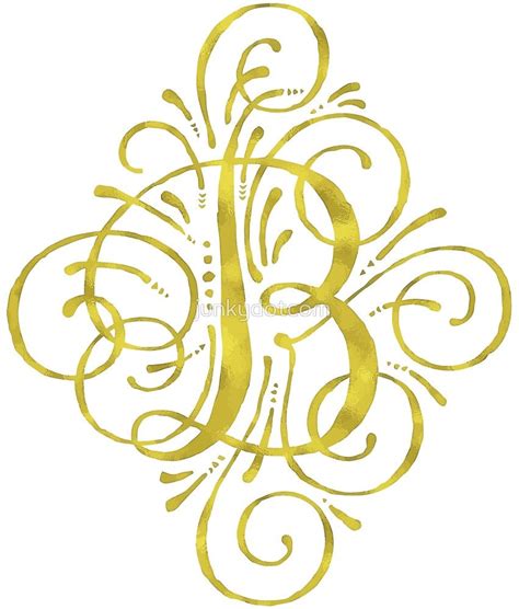 Golden Monogram Calligraphy Letter B By Junkydotcom Letter B
