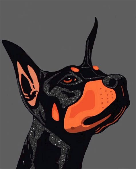 Doberman Pinscher Art Painting Ink Acrylic By Animalartincognito