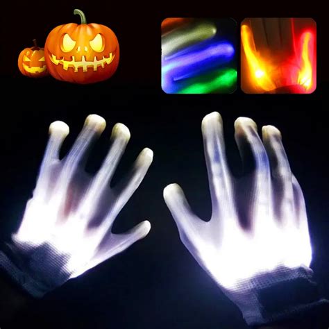 2pcs Funny Led Luminous Skeleton Gloves Light Finger Flashing Electric