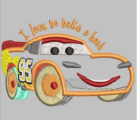 Lightning Mcqueen Machine Embroidery Design Mcqueen Car Etsy