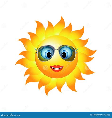 Emoticon Smiling Girl Cartoon Sun Smiling With Trend Sunglasses