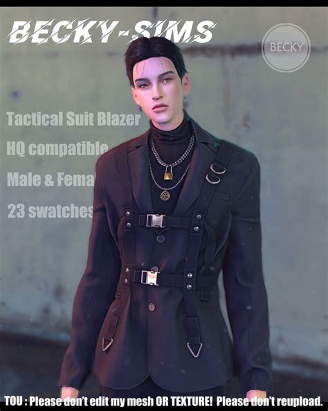 Tactical Suit Blazer（malefemale Top） Patreon Sims 4 Male Clothes