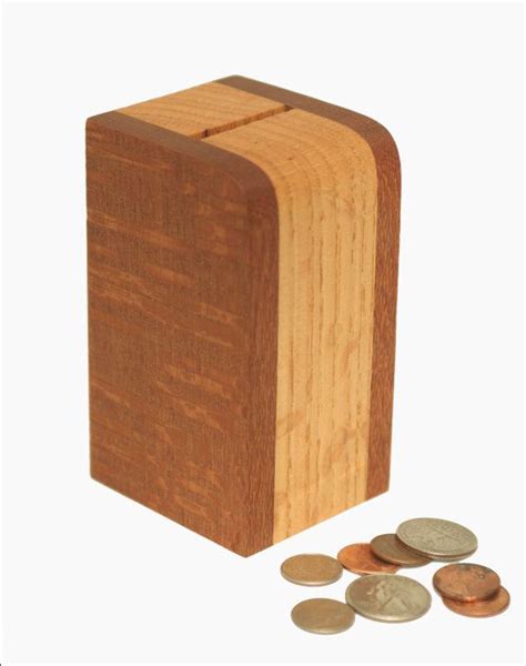Wooden Bank Of Lacewood And Oak 2000 Via Etsy Wooden Piggy Bank