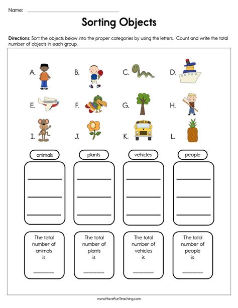 Sorting Objects Worksheet By Teach Simple