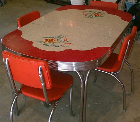 Love This Table Vintage Kitchen Formica Table Chairs Chrome Orange Red White Gray Retro Eames