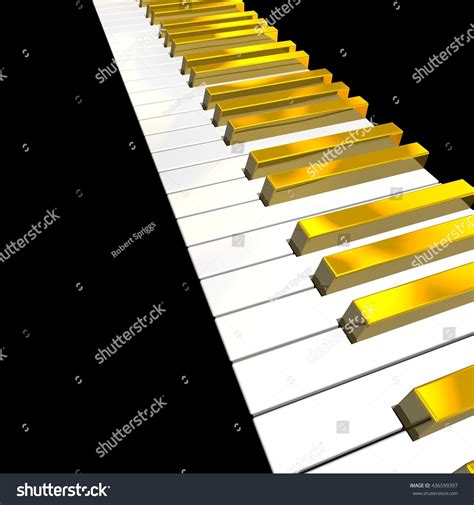 3d Rendered Piano Keyboard Gold Keys Stock Illustration 436599397