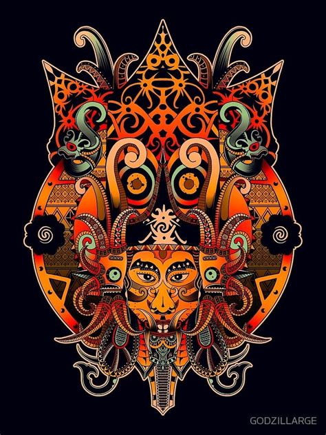 An Intricately Designed Animal Head On A Black Background