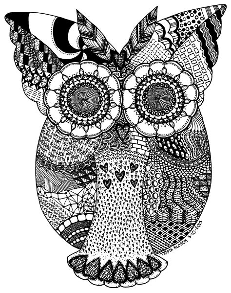 Zentangleowl Owl Coloring Pages Zentangle Animals Owl Art
