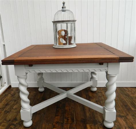 Distressing reveals yellow wood tones of original finish. BEFORE & AFTER | table | Miss Mustard Seeds Milk Paint