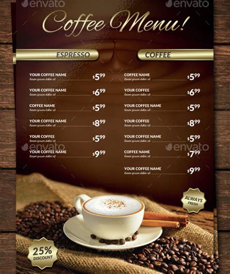 Coffee Shop Menu Designs 15 Free Templates In Psd Ai