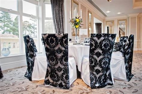 Black Flock Lace Chair Veils Also Available In Gold As Chair Bows