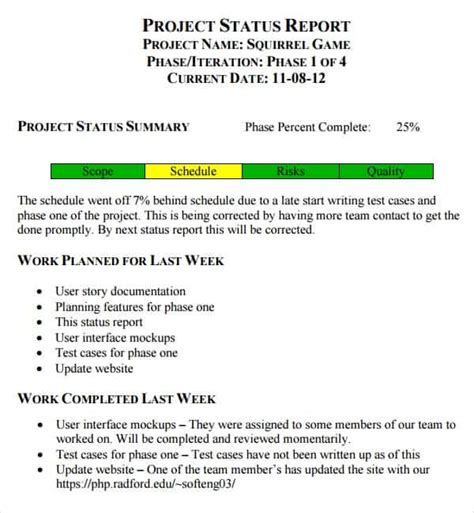7 Weekly Status Report Templates Word Excel Pdf Formats