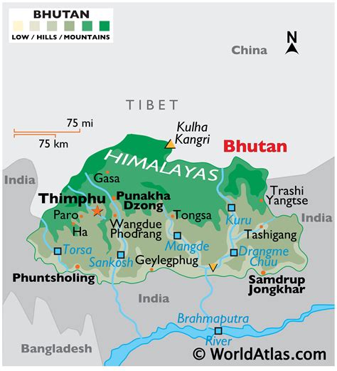 Bhutan Map Geography Of Bhutan Map Of Bhutan