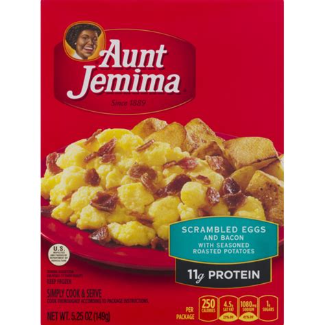 Aunt Jemima Scrambled Eggs And Bacon With Season Roasted