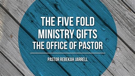 The Fivefold Ministry Ts The Office Of Pastor Glad Tidings