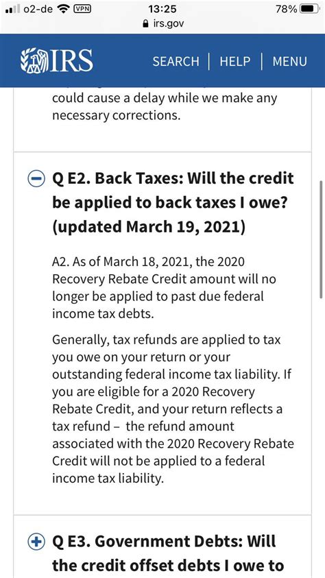 Will My Recovery Rebate Credit Be Taken For Back Taxes