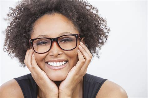 Mixed Race African American Girl Wearing Glasses Stock Image Image Of