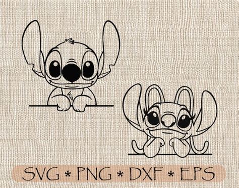 Svg Png Dxf Lilo And Stitch Angel Outline Cut Files For Cricut Etsy