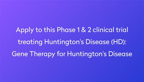 Gene Therapy For Huntingtons Disease Clinical Trial 2024 Power