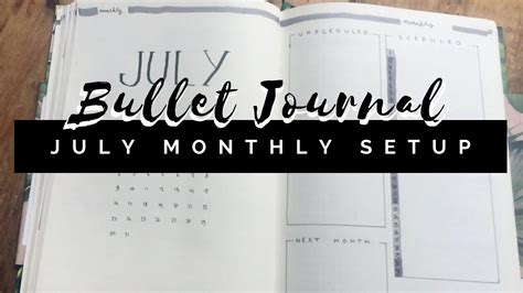 July Monthly Setup Plan With Me Simple Clean Bullet Journal Youtube
