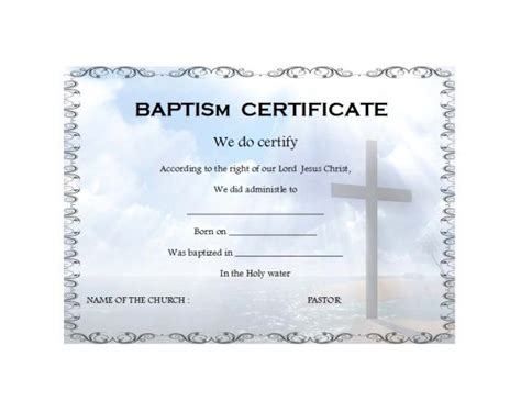 certificate  baptism printable  baptism certificate