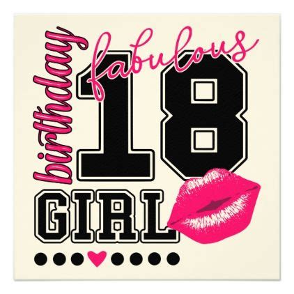 Milestone birthdays like 18 and 21 are a great chance to write a birthday message that is themed to the age the person is turning. 18th birthday girl Invitation cards, pink Kiss | Zazzle.com | 18th birthday, 18th birthday cards ...