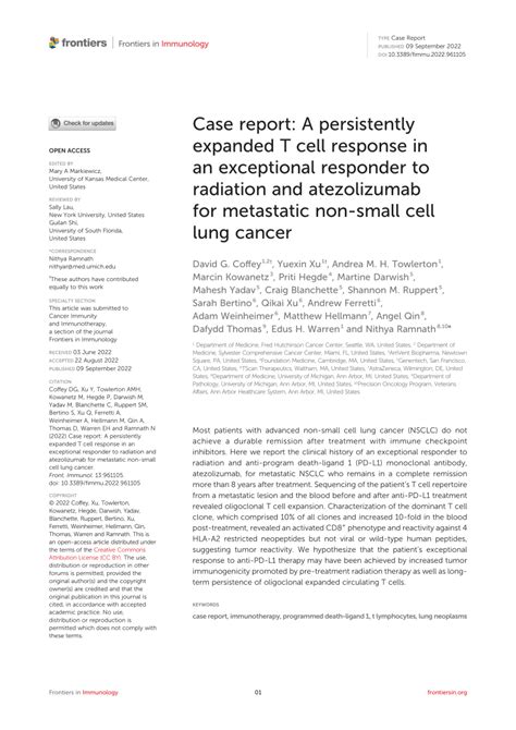Pdf Case Report A Persistently Expanded T Cell Response In An