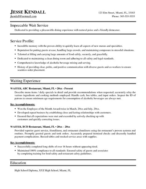 Waitress Bartender Resume Examples Assurance Tout Risque