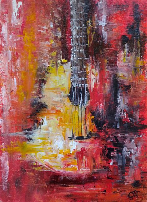 Guitar Painting Art Guitar Player T Abstract Painting Oil Etsy