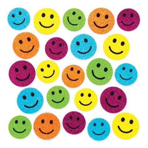 Happy Face Glitter Stickers Pack Of 100 Uk Welcome