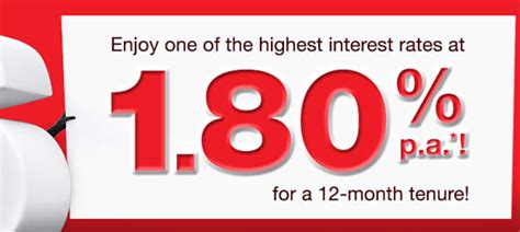 For january 2020, the best promotional interest rate is 1.80% p.a. CIMB 1.6% to 1.95% p.a. SGD Fixed Deposit Promo 15 - 31 ...