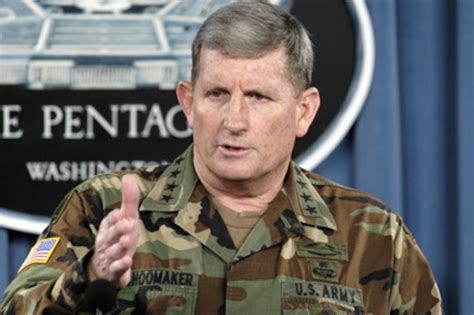 Gen Peter Schoomaker Talks To News Reporters At The Pentagon